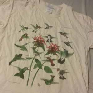Humming Bird Flowers T Shirt Tee
